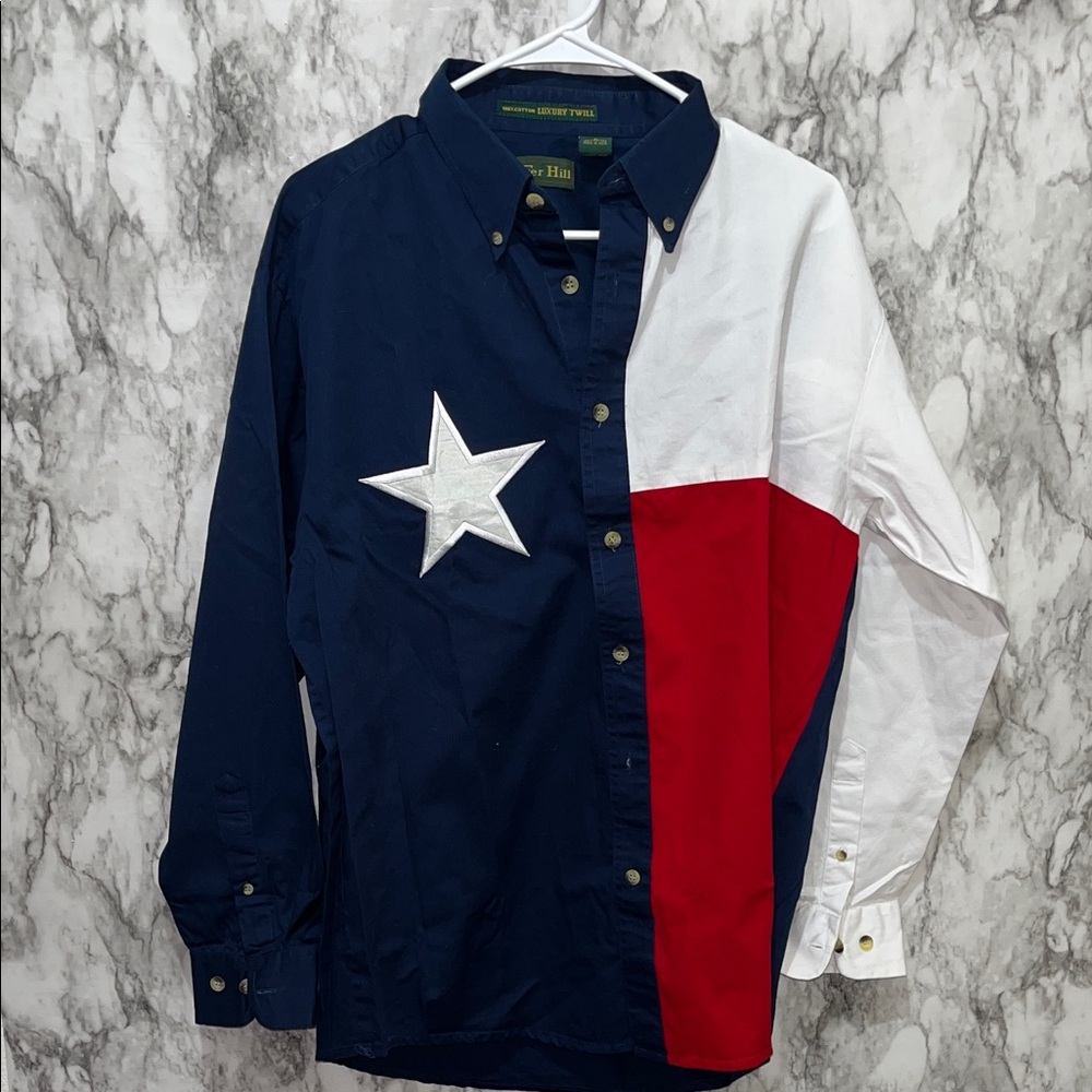 Tiger Hill Texas Flag Long Sleeve Button Down Shirt